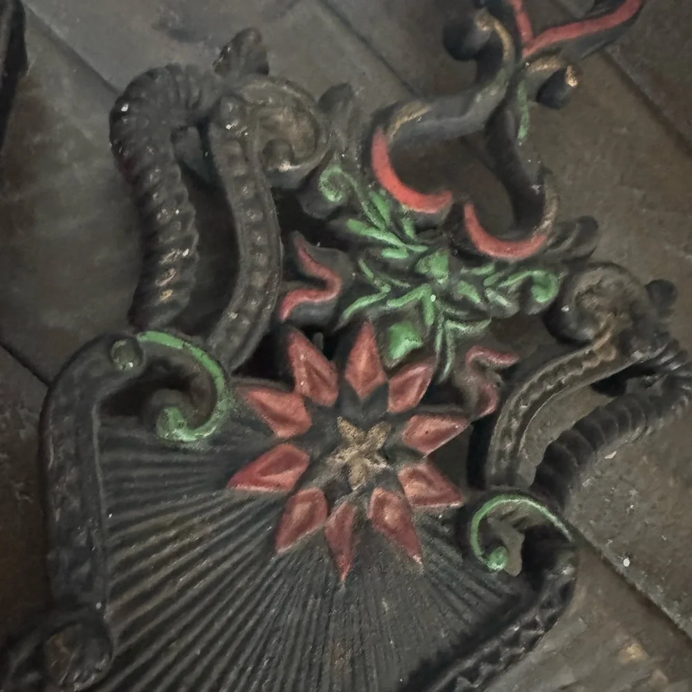 Vintage Hand Painted Cast Iron Trivet Set
